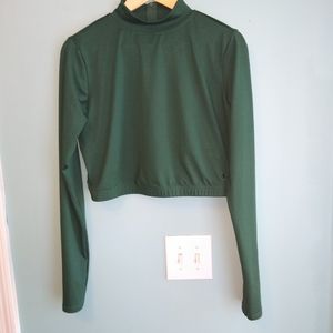 Champion Green dark crop top active long sleeve